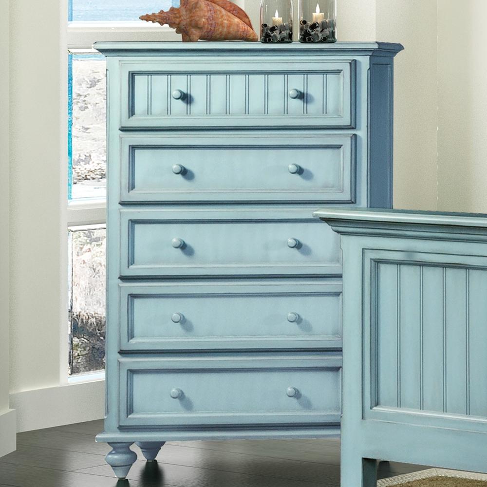 Monaco - 5 Drawer Chest - Bleu Finish. Picture 2