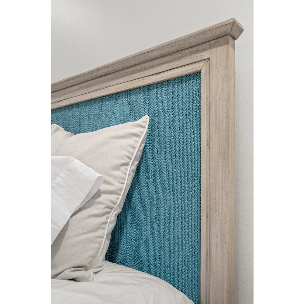 Ocean Isles Twin Woven Headboard Ocean Blue and Aged Ivory Finish. Picture 5