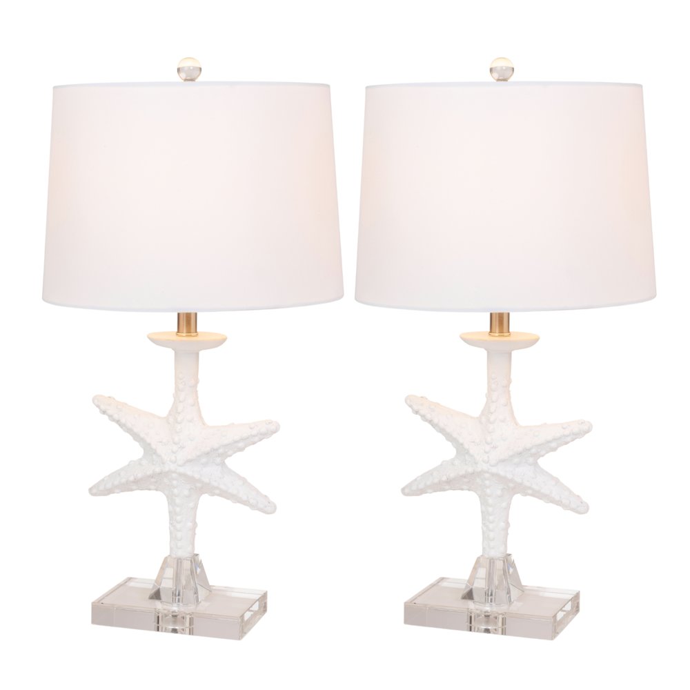 Patrick 28" White Starfish / Crystal Base, (Set of 2). Picture 1