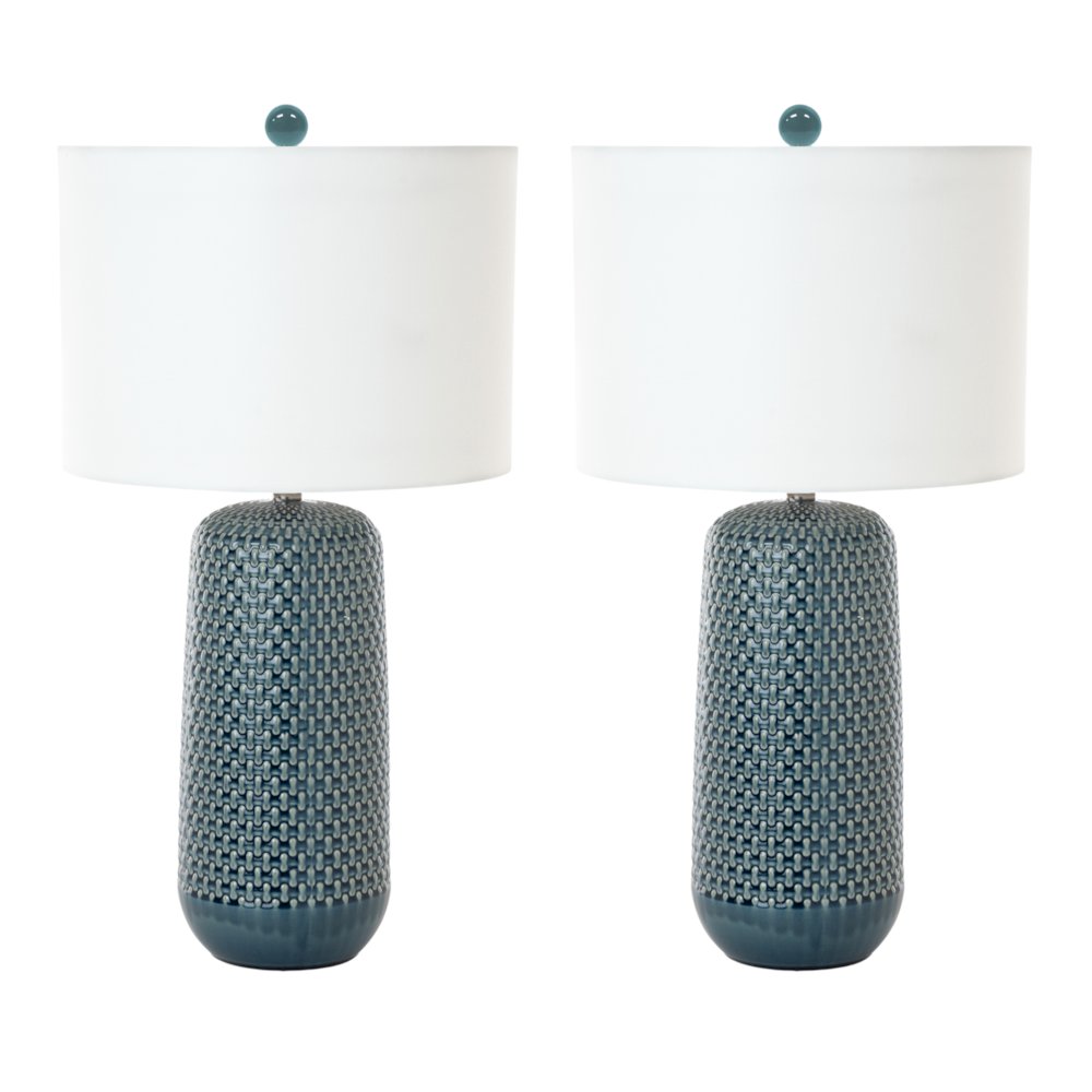 Marlin - 30" Ceramic Table Lamp - Set of 2 - Blue Finish. Picture 1