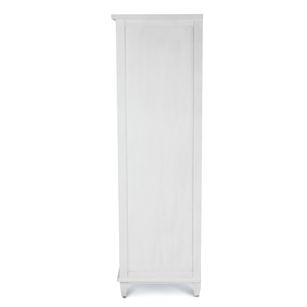 Point Breeze - Mirrored Door Chest - Fresh White with Soft Grey Glaze Finish. Picture 5