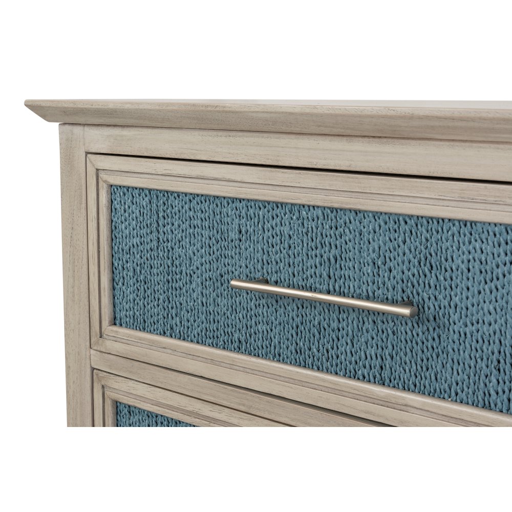 Ocean Isles 6 Drawer Woven Dresser Ocean Blue and Aged Ivory Finish. Picture 5