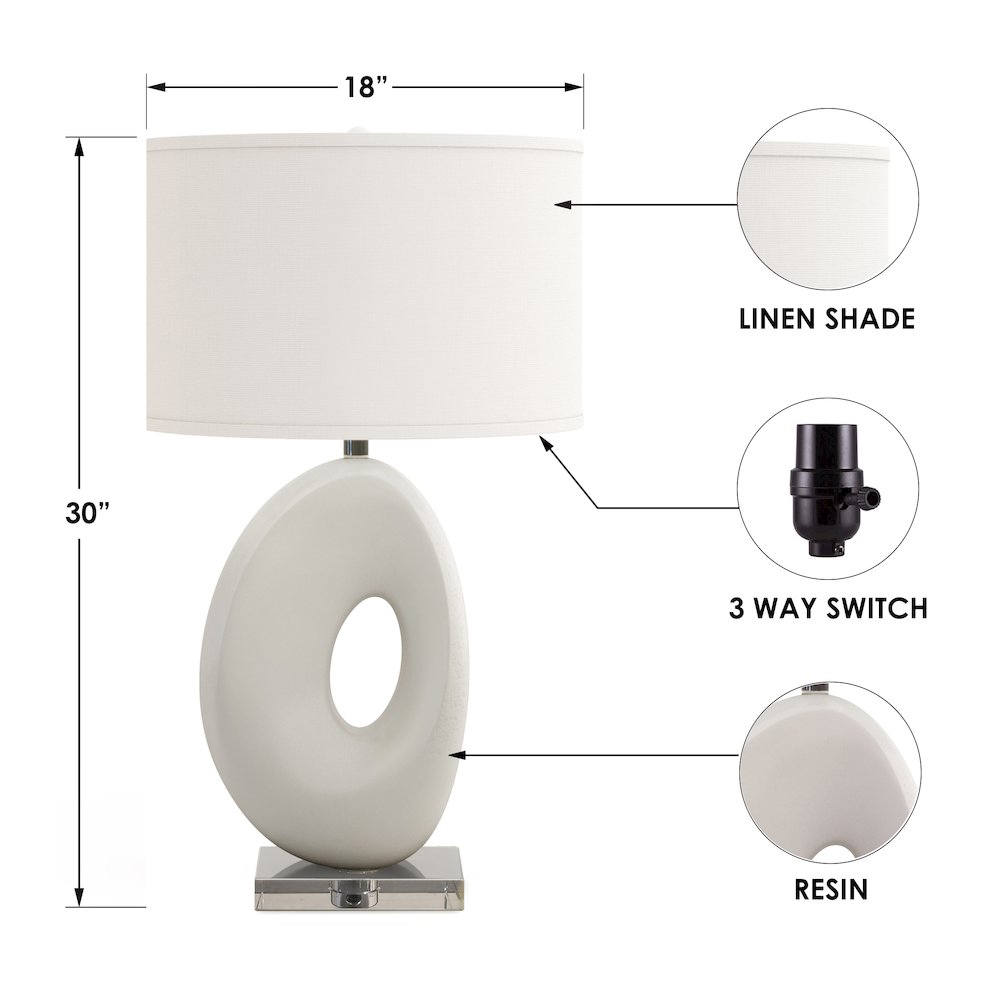 Eva - 30" Resin Table Lamp with Organic Shape and White Finish - White Finish. Picture 4