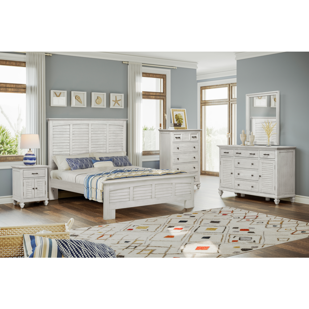 Surfside - Bed - Queen - Weathered White Finish. Picture 6