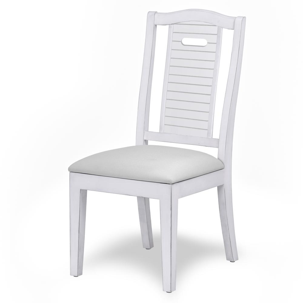 Islamorada - Shutter Back Upholstered Dining Chair - Set of 2 - Blanc Finish. Picture 2