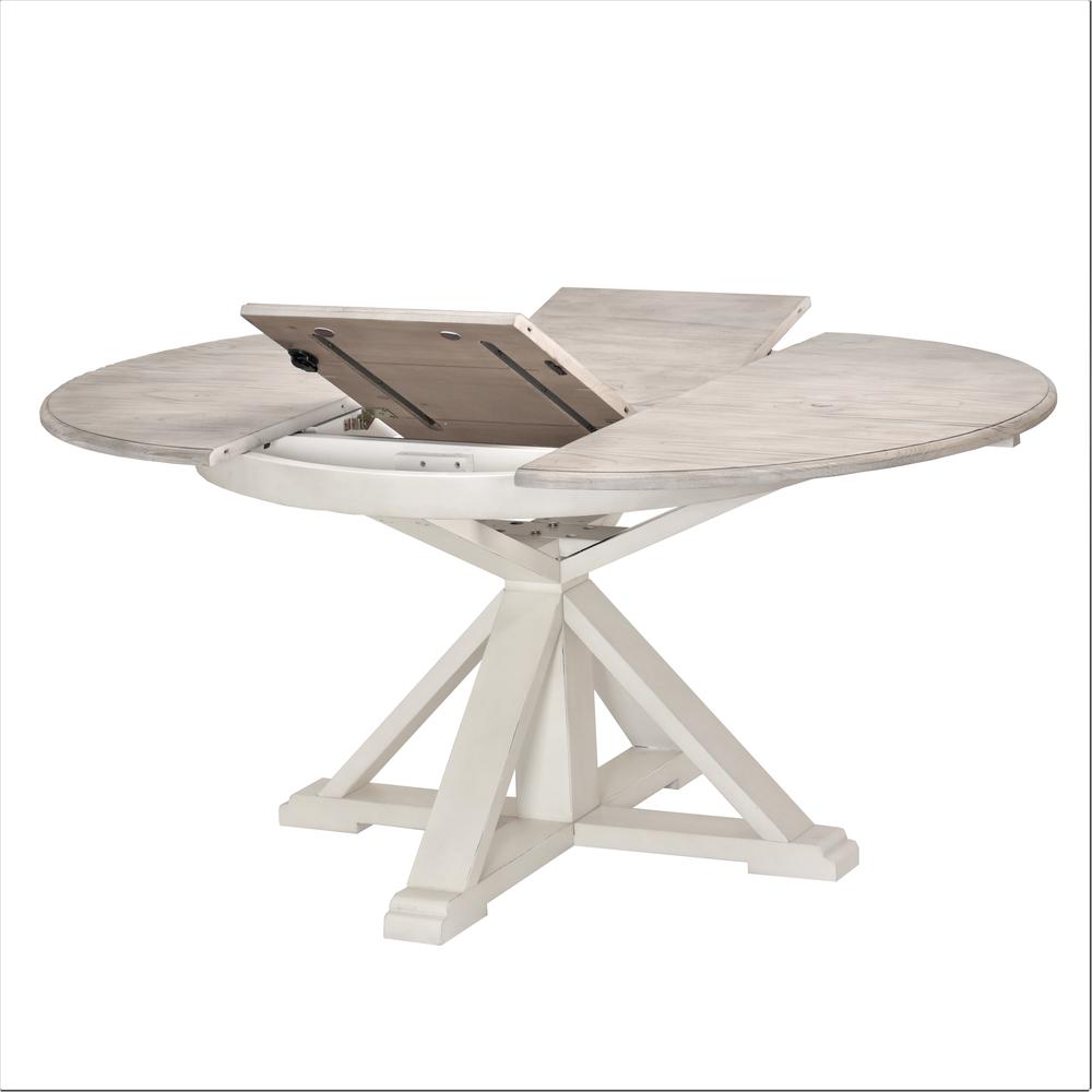 Islamorada - 45" Round Dining Table with 18" Butterfly Leaf Extension - Dapple. Picture 1