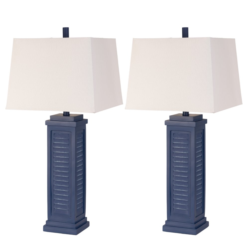 Shutter - 32" Table Lamp with USB - Set of 2 - Navy Finish. Picture 1