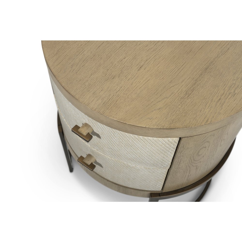 Rio Vista - Woven 2 Drawer Round Accent Nightstand - Muted Earth Tones and Clay. Picture 7