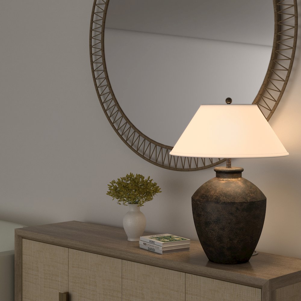 Terracotta - 30.5" Resin Table Lamp - Black, Bronze Finish. Picture 5