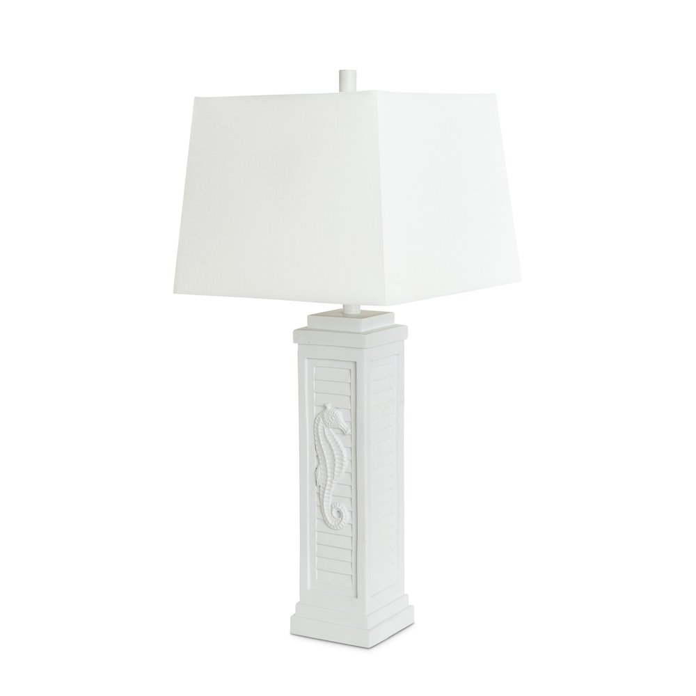 Sea Horse Shutter - 32" Shutter Lamp with USB - Set of 2 - White Finish. Picture 7