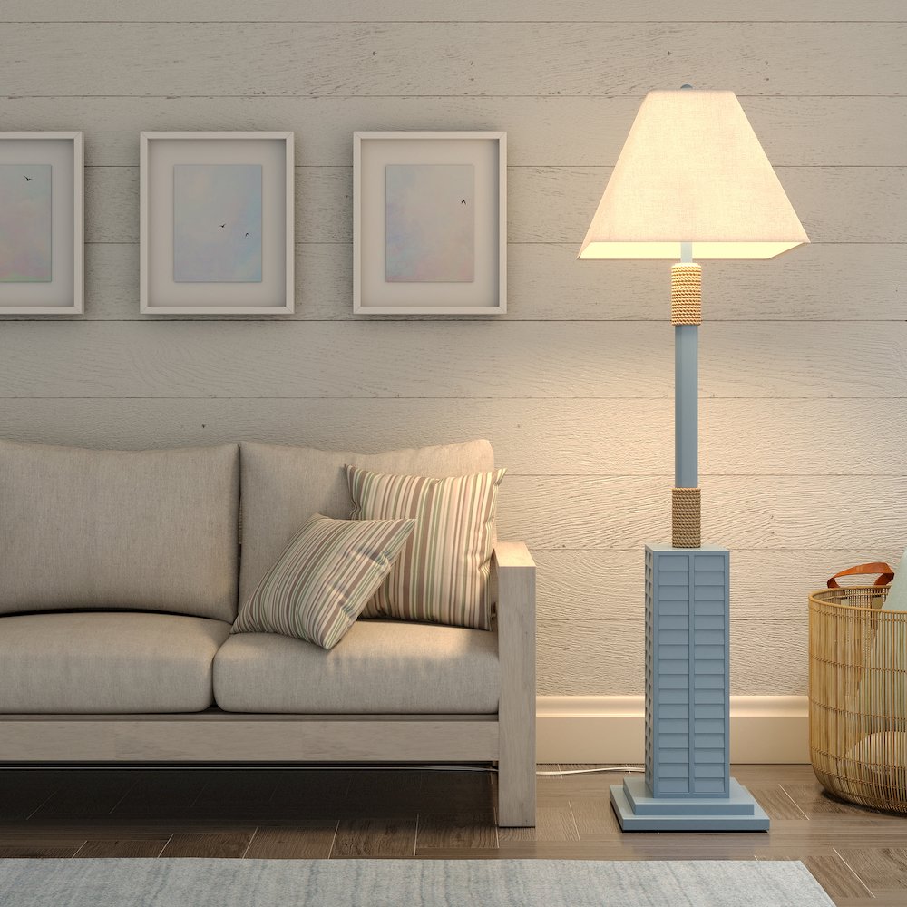 Floor Shutter 63" Polyresin Coastal  Floor Lamp Blue (1pk). Picture 2