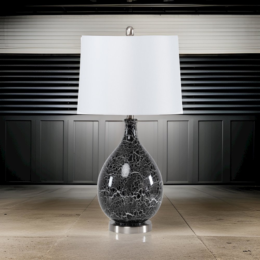 Quinn 28" Grey-Silver Glass Table Lamp, (Set of 2). Picture 2