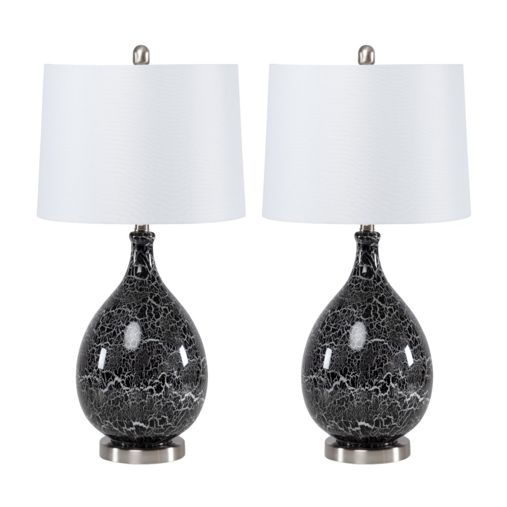 Quinn 28" Grey-Silver Glass Table Lamp, (Set of 2). Picture 1