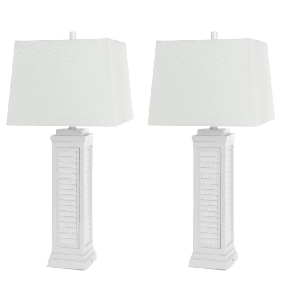 Shutter - 32" Table Lamp with USB - Set of 2 - White Finish. Picture 1