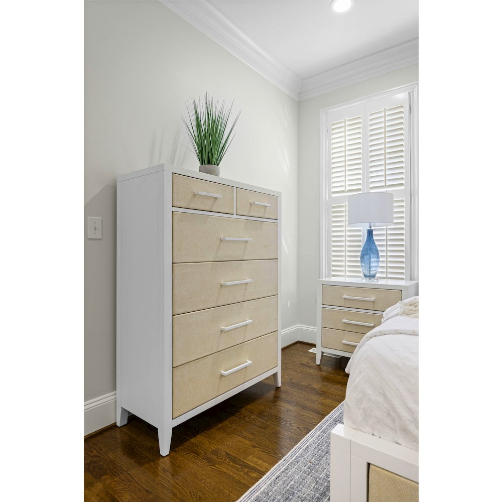 Miramar 6 Drawer Woven Chest Sand and Stark White Finish. Picture 11