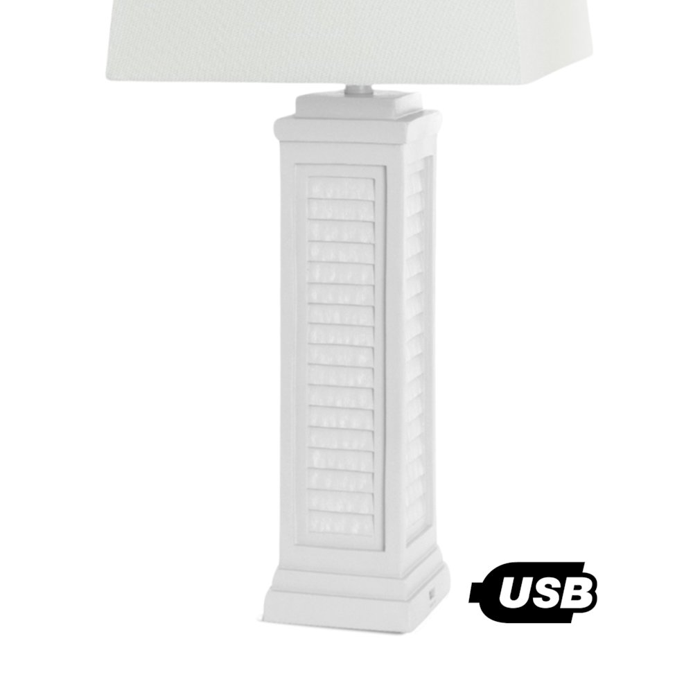 Shutter - 32" Table Lamp with USB - Set of 2 - White Finish. Picture 2