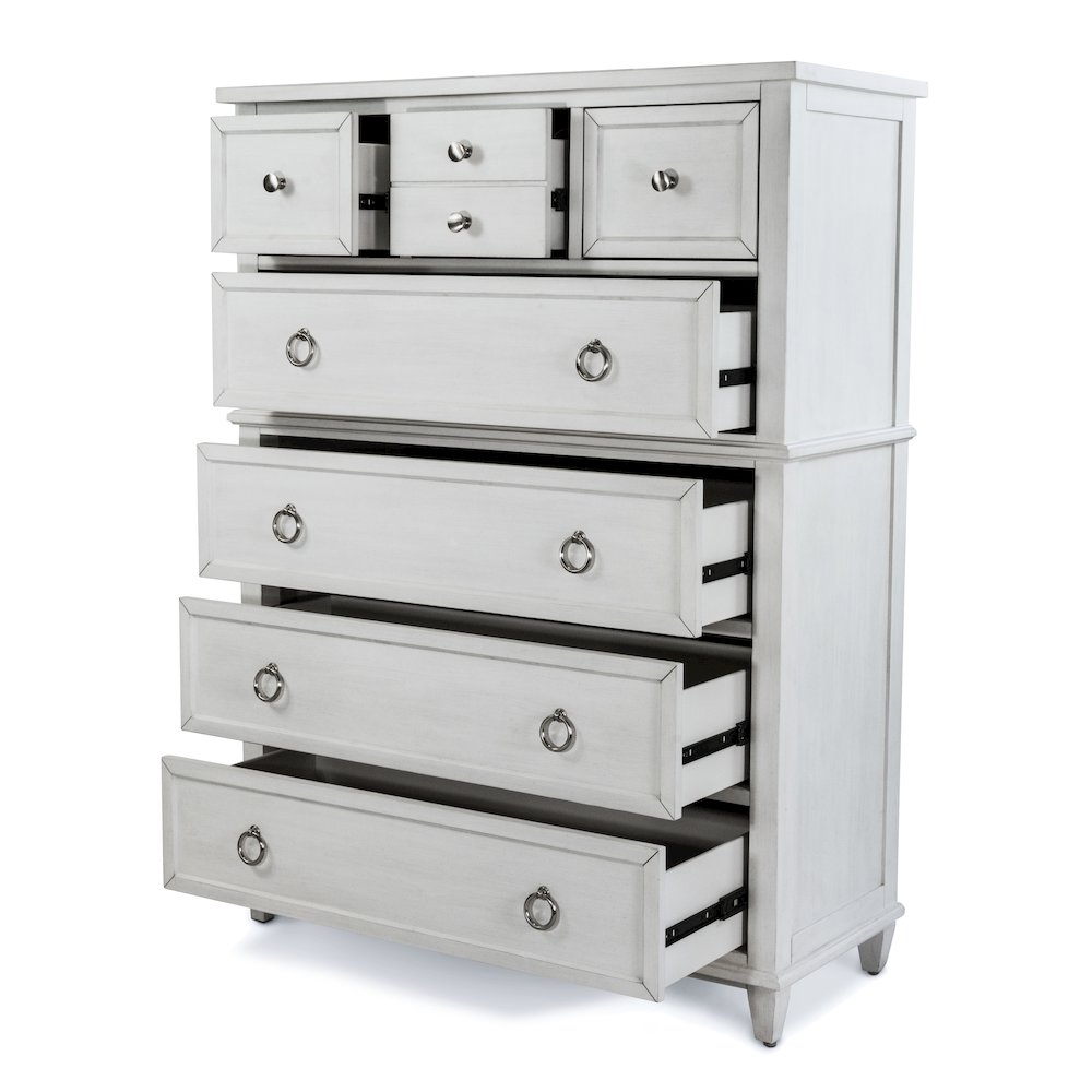 Point Breeze - 7 Drawer Chest - Fresh White with Soft Grey Glaze Finish. Picture 3