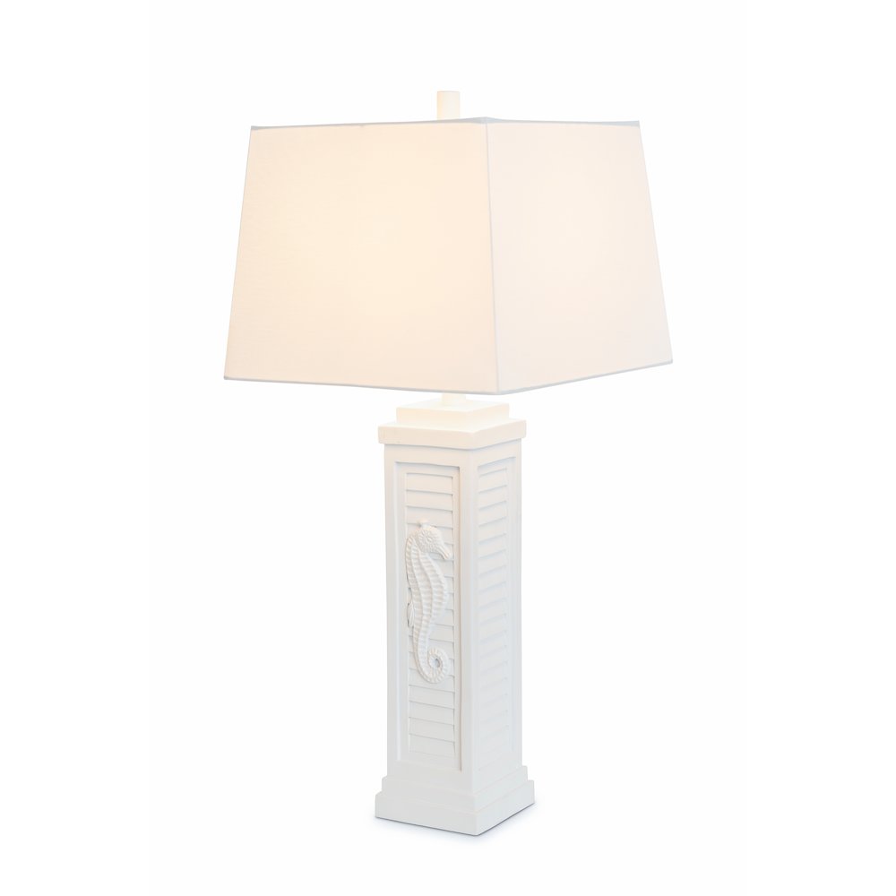 Sea Horse Shutter - 32" Shutter Lamp with USB - Set of 2 - White Finish. Picture 6