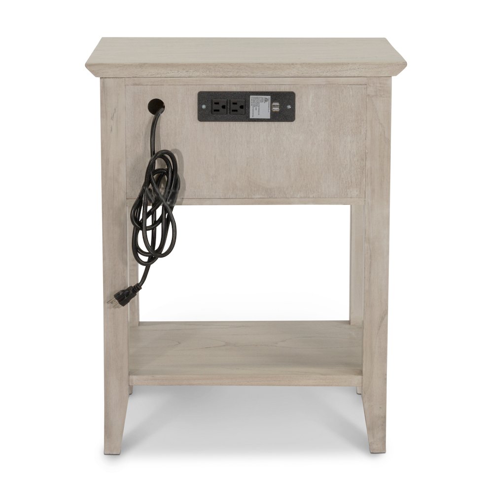 1 Drawer Woven Nightstand with Power and USB A Ocean Blue and Aged Ivory Finish. Picture 5
