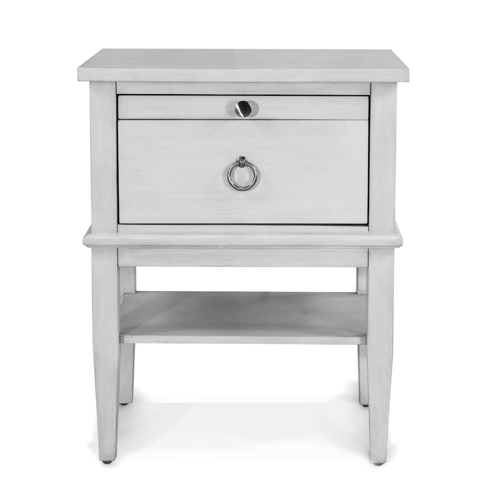 Point Breeze - 1 Drawer Nightstand with Jewelry Tray, Shelf, Power Strip, USB-A. Picture 2
