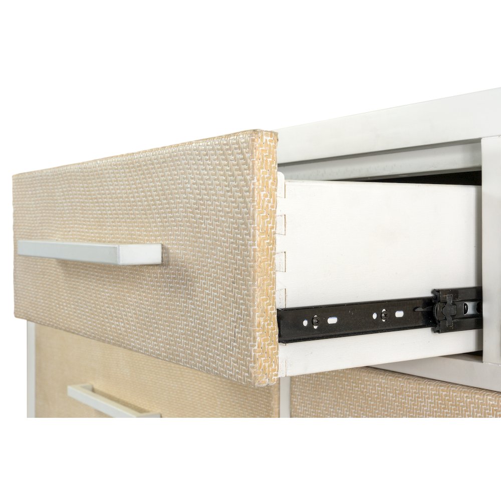 Miramar - 7 Drawer Woven Dresser - Sand and Stark White Finish. Picture 4