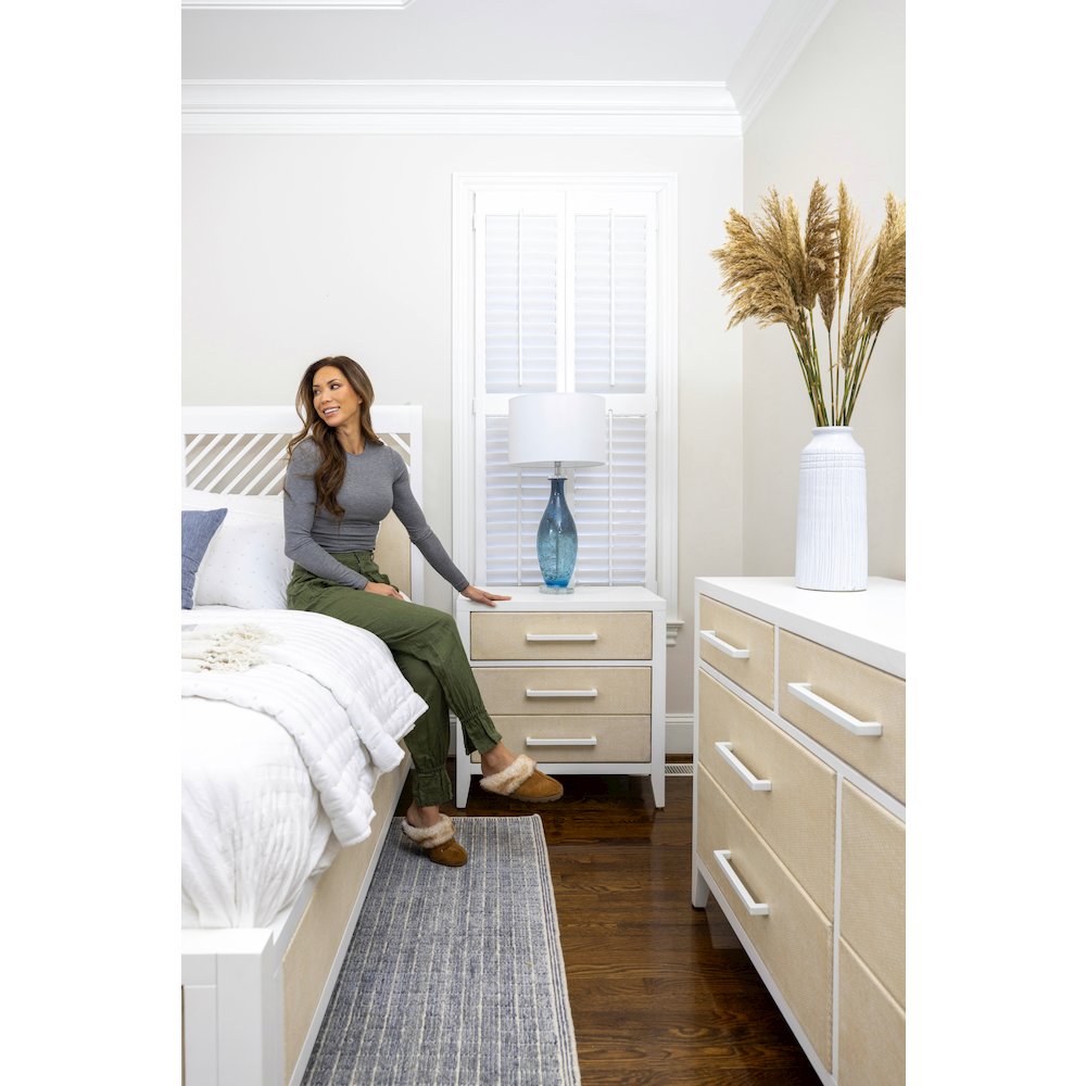 Miramar - 3 Drawer Woven Nightstand with Power Strip, USB-A and USB-C Port. Picture 12