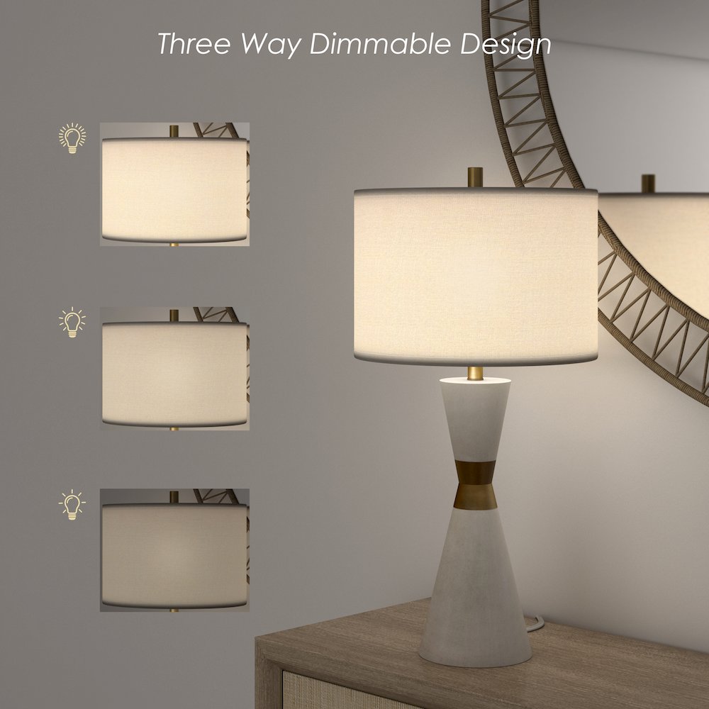 Hourglass - 30.5" Resin and Metal Table Lamp - Set of Two - White, Gold Finish. Picture 5