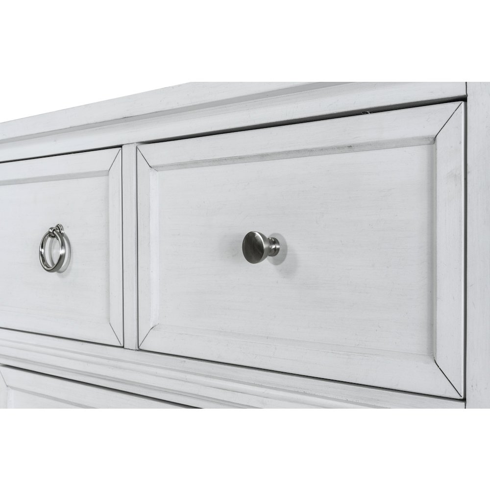Point Breeze - 7 Drawer Dresser - Fresh White with Soft Grey Glaze Finish. Picture 6