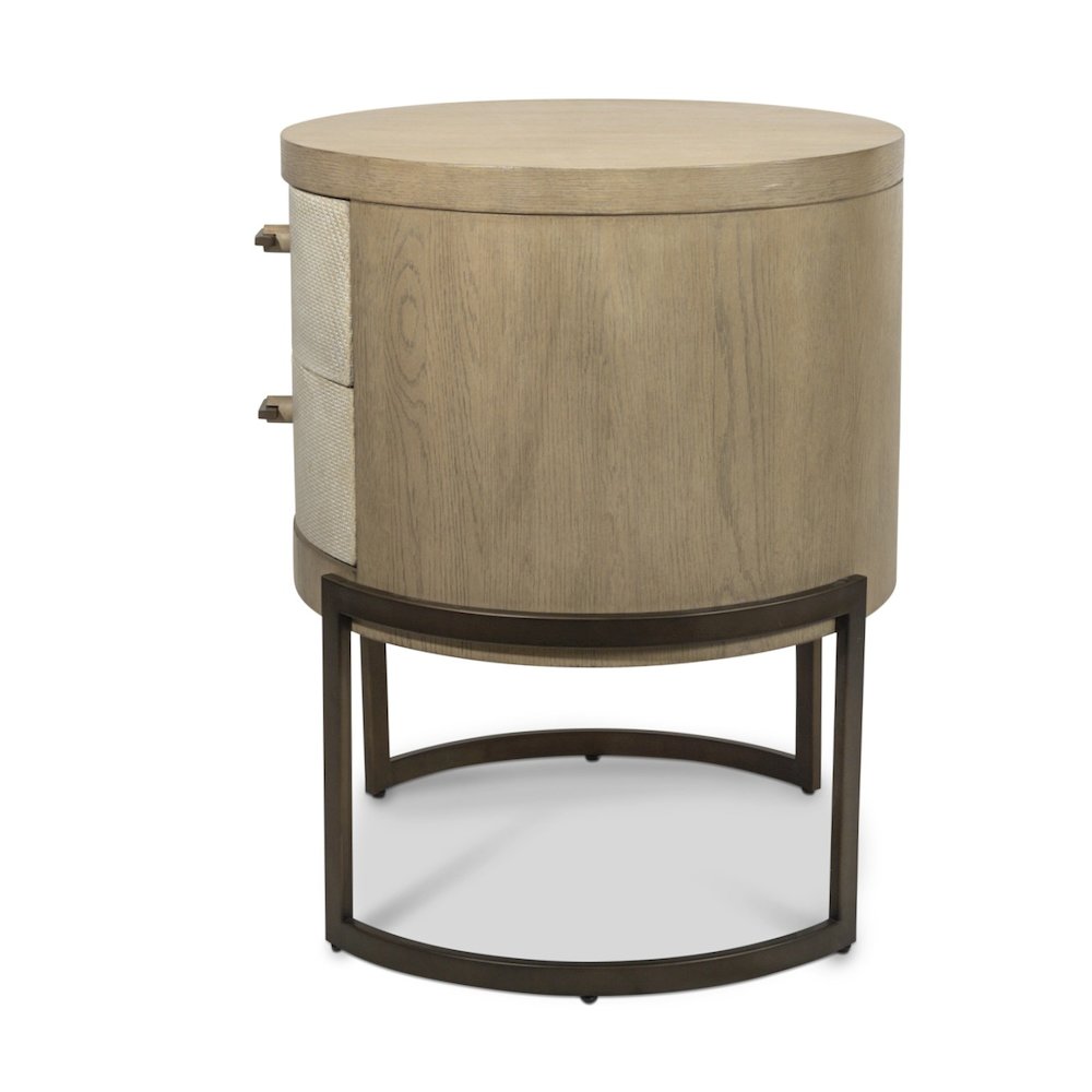 Rio Vista - Woven 2 Drawer Round Accent Nightstand - Muted Earth Tones and Clay. Picture 3