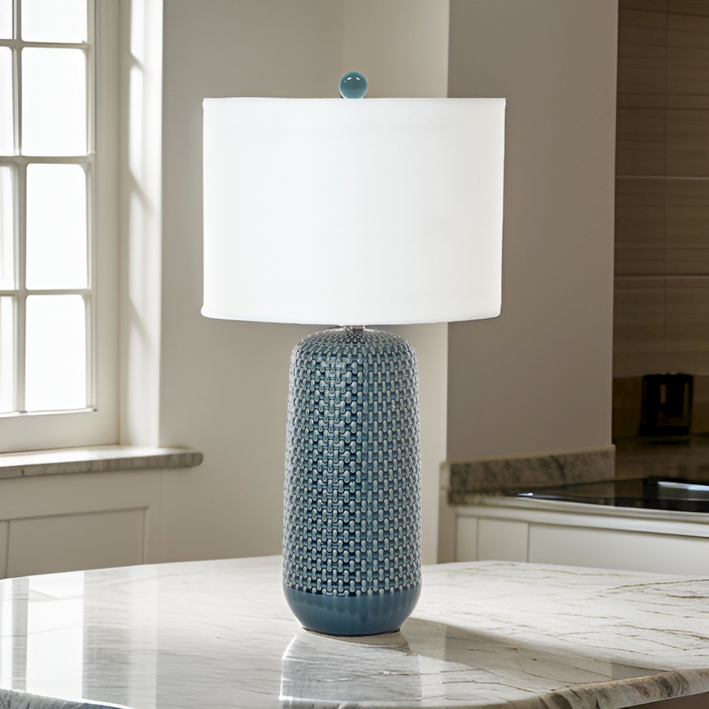 Marlin - 30" Ceramic Table Lamp - Set of 2 - Blue Finish. Picture 2