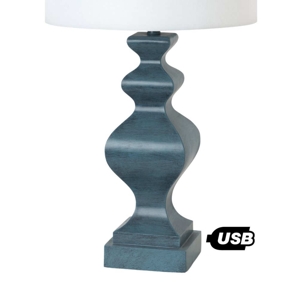 Cyrus 32" Blue Polyresin Table lamp, (Set of 2). Picture 4