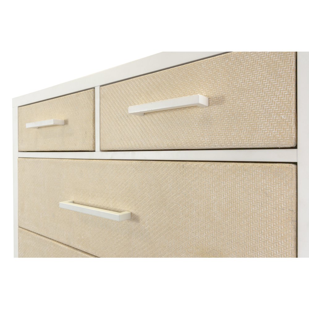 Miramar 6 Drawer Woven Chest Sand and Stark White Finish. Picture 6