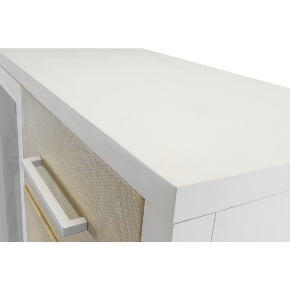 Miramar - Woven Mirrored Door Chest - Sand and Stark White Finish. Picture 9