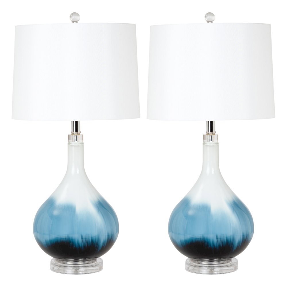Ombre 28" Blue Tone Glass Table Lamp, (Set of 2). Picture 1