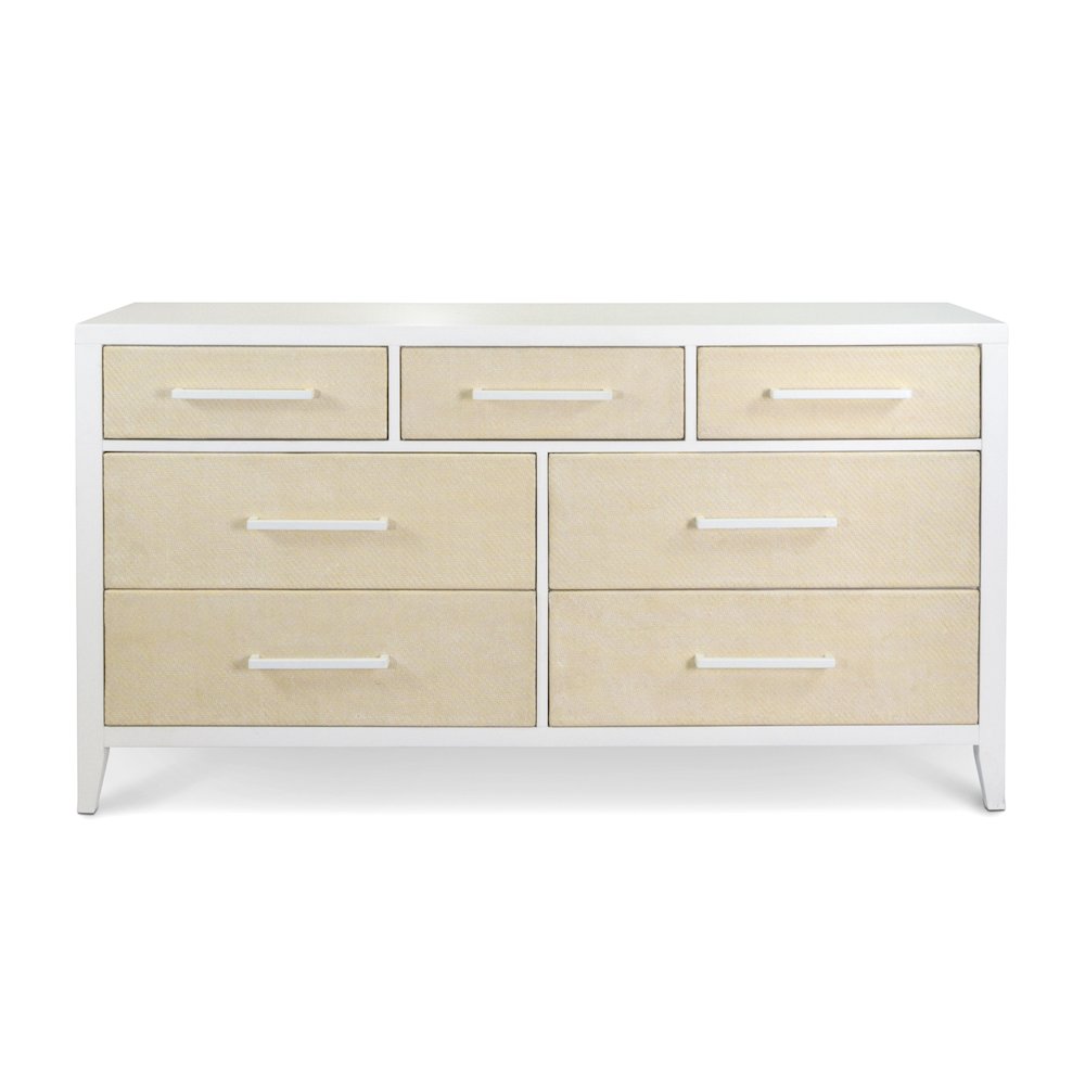 Miramar - 7 Drawer Woven Dresser - Sand and Stark White Finish. Picture 2
