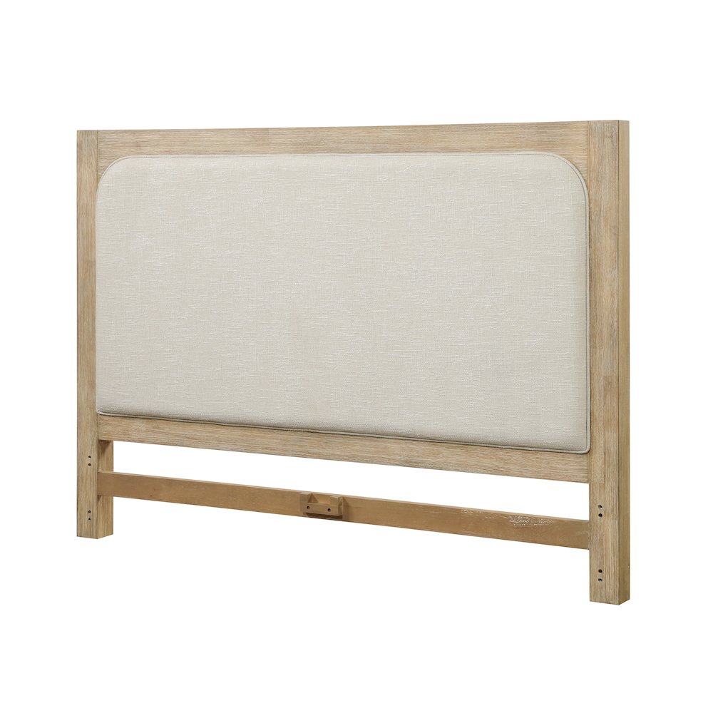 Heartford Queen Upholstered Solidwood Headboard with Stylish Weathered Tan. Picture 1