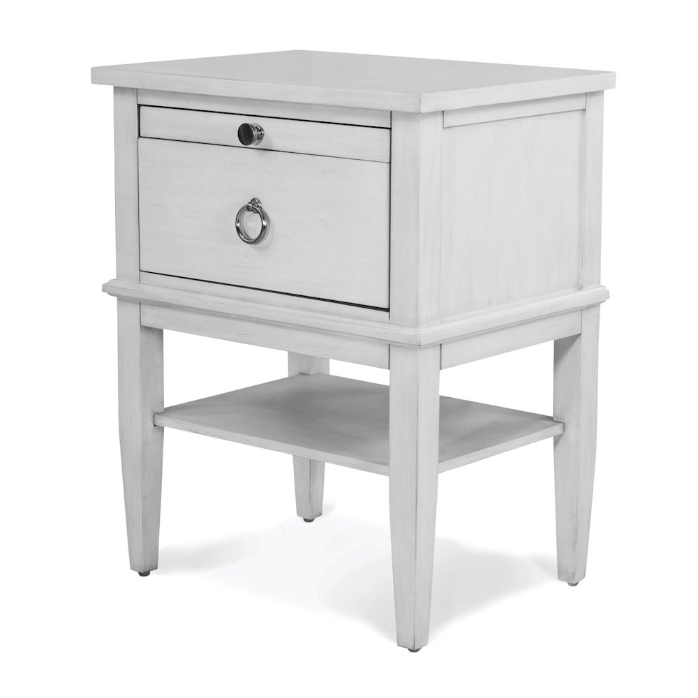 Point Breeze - 1 Drawer Nightstand with Jewelry Tray, Shelf, Power Strip, USB-A. Picture 1