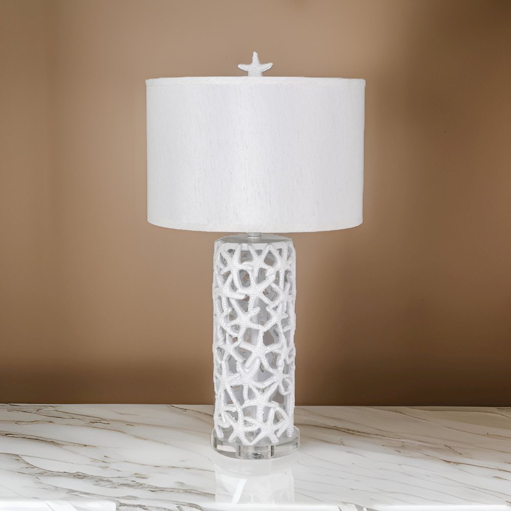 Darla - 30" Poly Star Table Lamp - Set of 2 - White Finish. Picture 2
