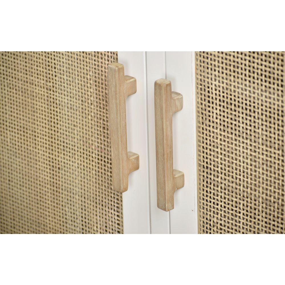 Venice - 4-Door Credenza - White, Natural Finish. Picture 7