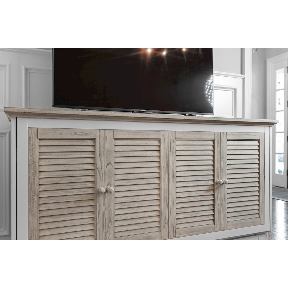 Islamorada - Queen Size Cabinet Bed with Mattress - Dapple Grey and Blanc Finish. Picture 13