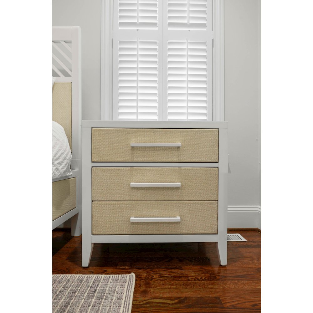 Miramar - 3 Drawer Woven Nightstand with Power Strip, USB-A and USB-C Port. Picture 9