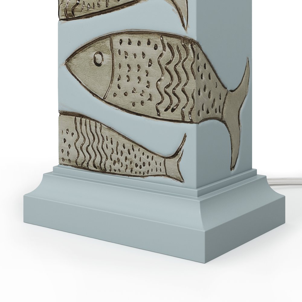 Pompano - 28" Polyresin Coastal Fish Table Lamp - Set of 2 - Blue, White. Picture 3