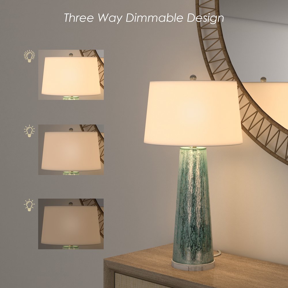 Emerald Rain - 32" Abstract Green Toned Table Lamp - Set of 2 - Green Finish. Picture 2