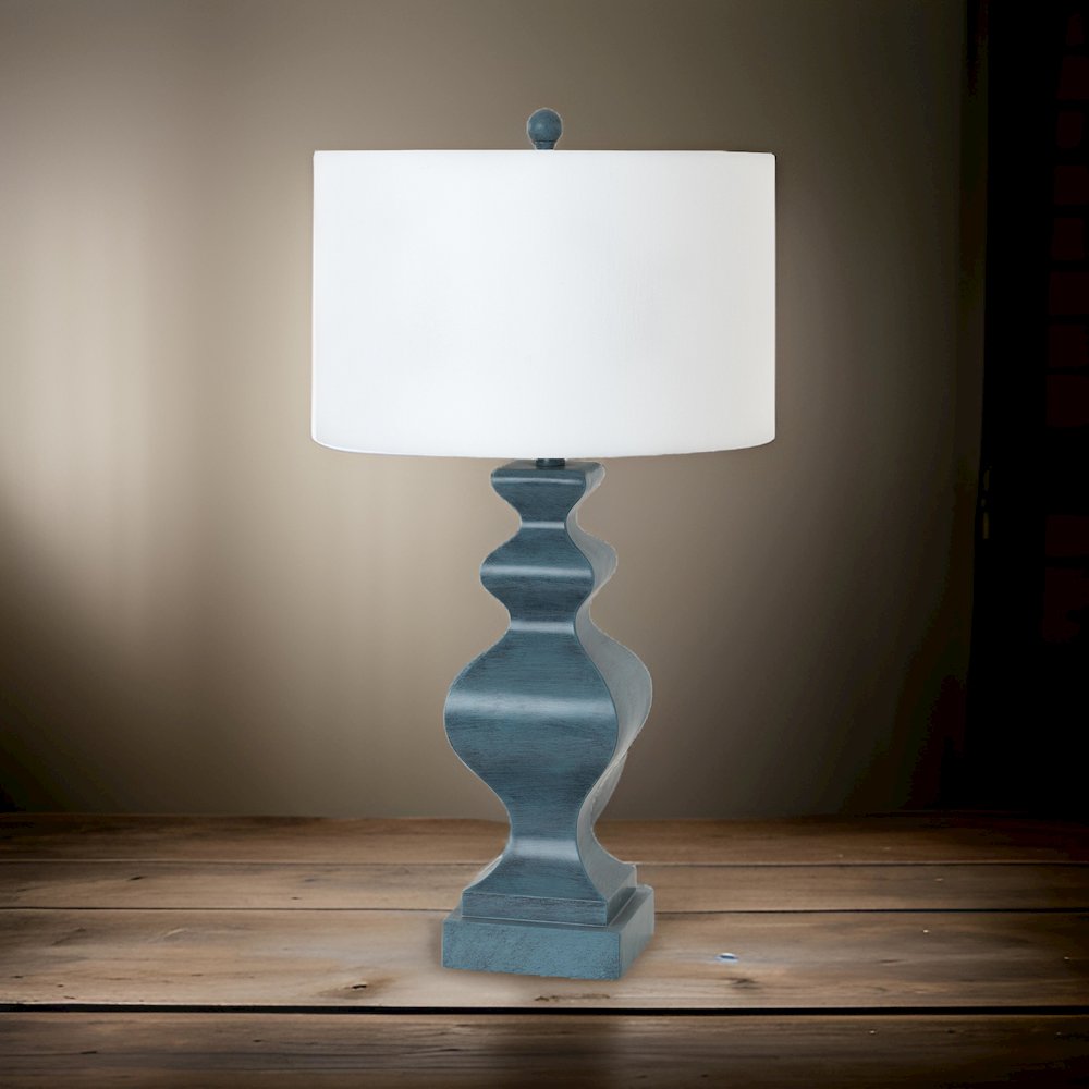 Cyrus 32" Blue Polyresin Table lamp, (Set of 2). Picture 2