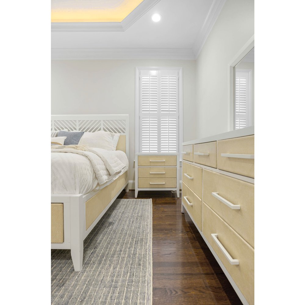 Miramar - 3 Drawer Woven Nightstand with Power Strip, USB-A and USB-C Port. Picture 13
