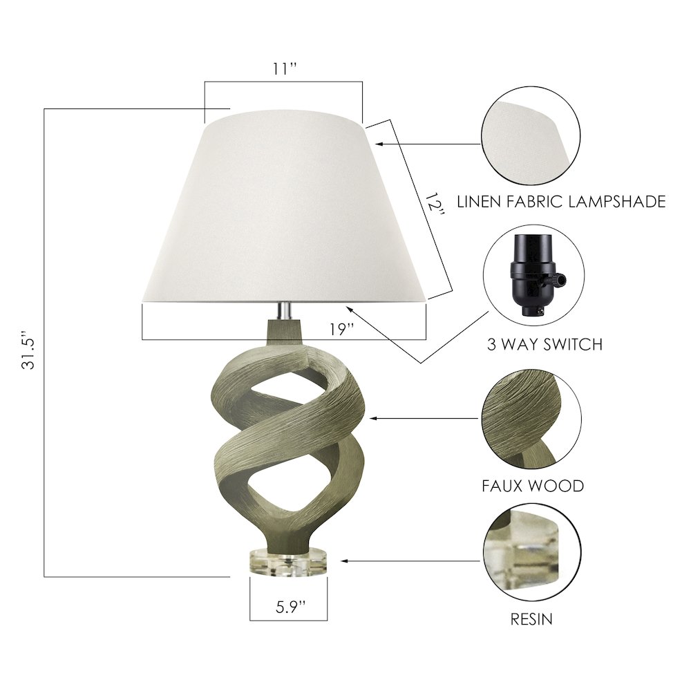 Infinity - 31" Resin Table Lamp - Grey Wash Finish. Picture 3