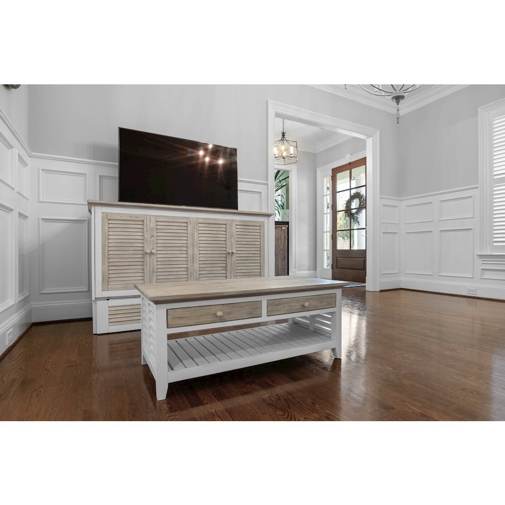Islamorada - Queen Size Cabinet Bed with Mattress - Dapple Grey and Blanc Finish. Picture 11