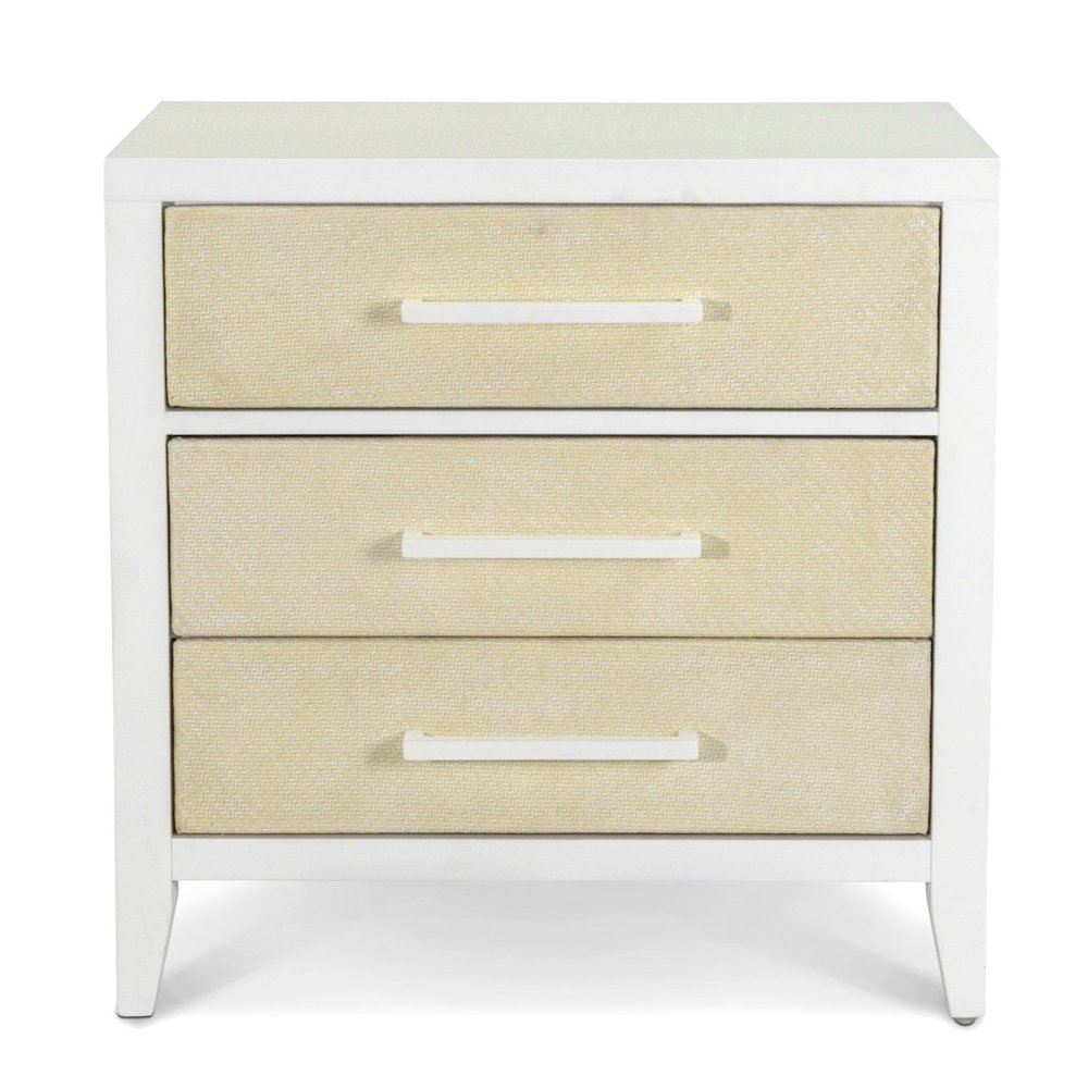 Miramar - 3 Drawer Woven Nightstand with Power Strip, USB-A and USB-C Port. Picture 2