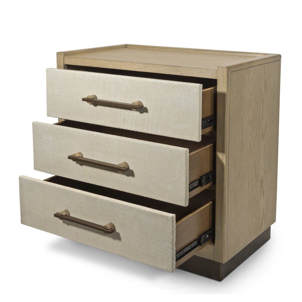 Rio Vista - Woven 3 Drawer Nightstand with Power Strip, USB-A and USB-C Port. Picture 2