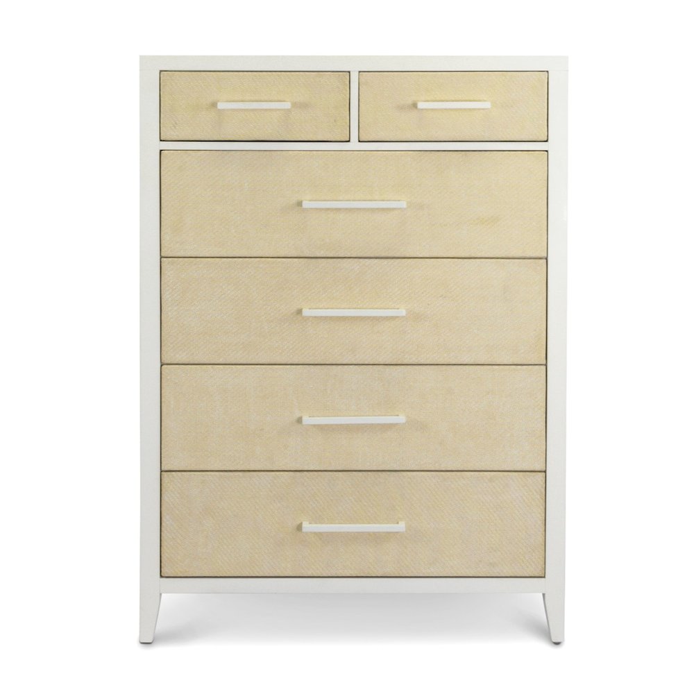 Miramar 6 Drawer Woven Chest Sand and Stark White Finish. Picture 3